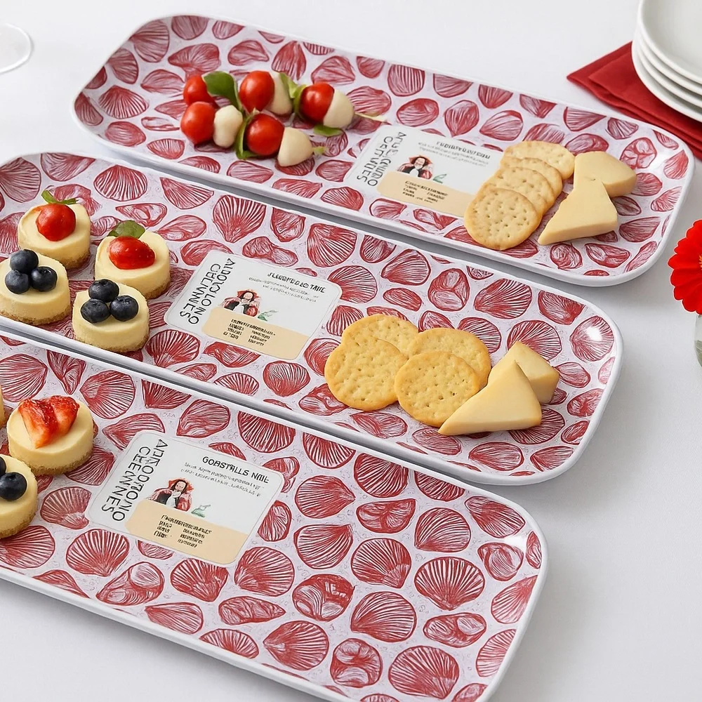 New Bundle of Three packs (9 trays) 17.5” plastic red shell serving platters